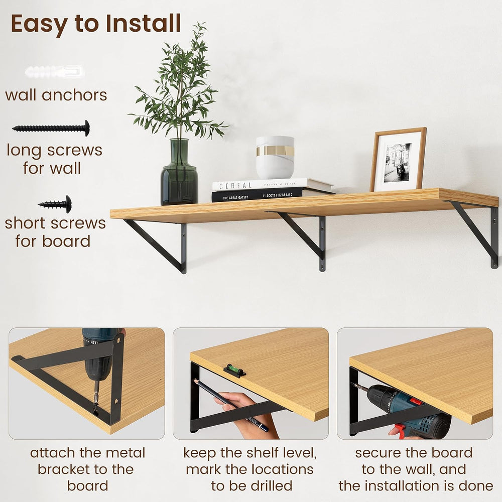 Axeman Deep Floating Shelves - 40 Inch Floating Shelves Set of 2-12 Inch Deep...