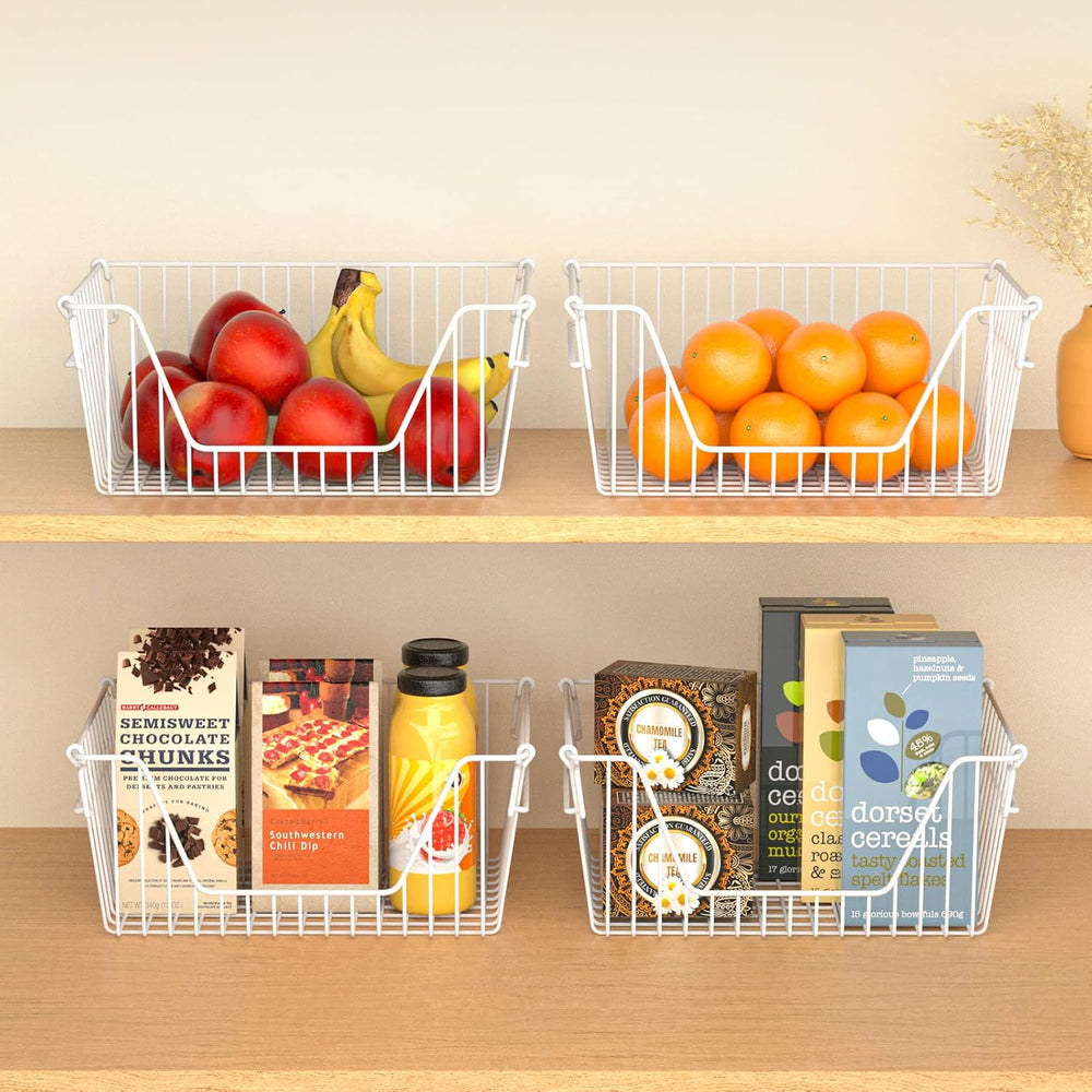 Slideep 14" Large Bin Baskets Stacking Baskets Sturdy Metal Wire Storage...