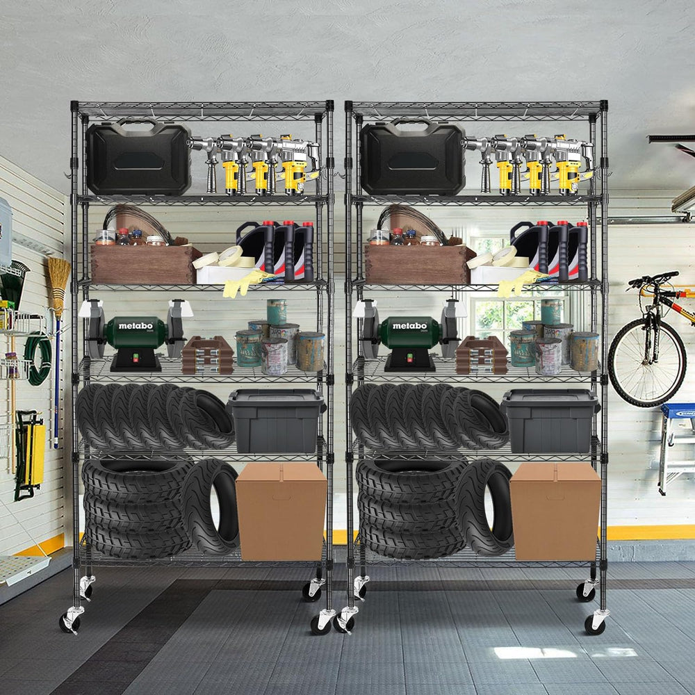 BolDuck 6 Tier Storage Shelves with Wheels, 2100lbs Capacity Heavy Duty Shelv...