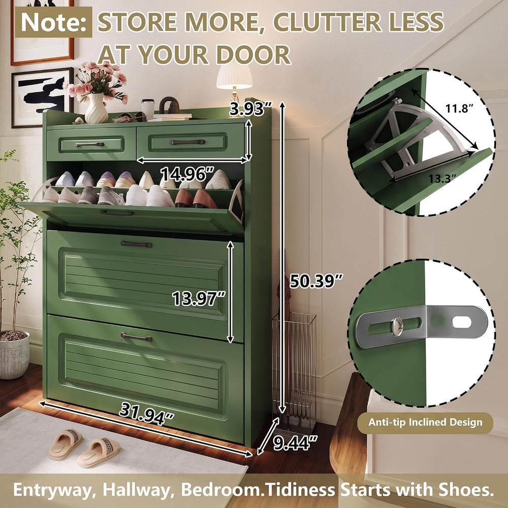 Shoe Cabinet for Entryway with 3 Flip Drawers & 2 Top Drawers