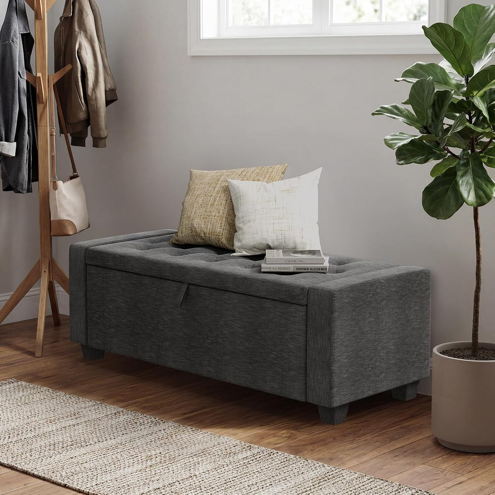 48''Storage Ottoman Bench，Ottoman Foot Rest with Legs，Storage Chest, ...