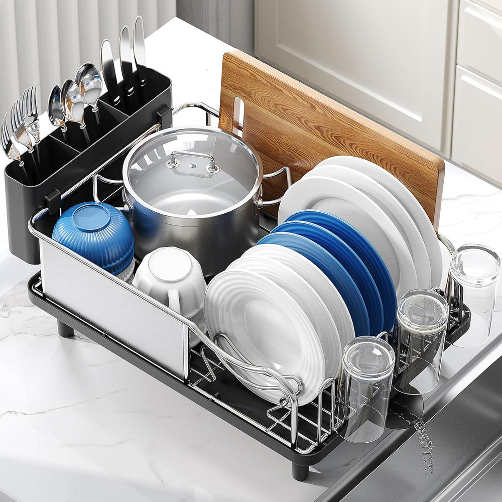 Urackify Stainless Steel Dish Drying Rack for Kitchen Counter, Black