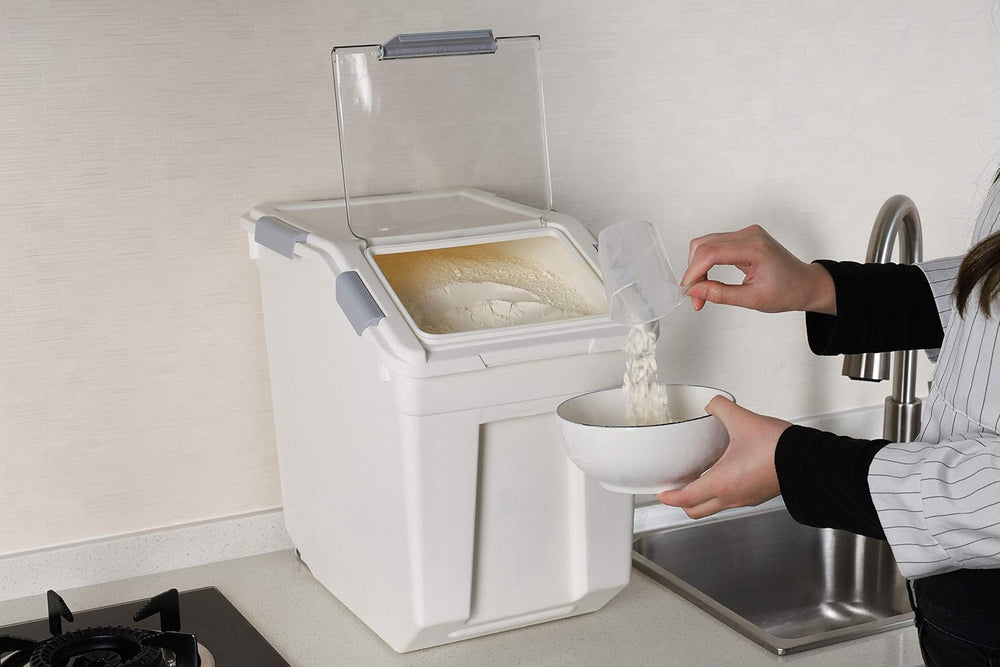 EonTone [2-Pack] 30 lbs Flour Storage Container, 25L Airtight Food Bin with W...