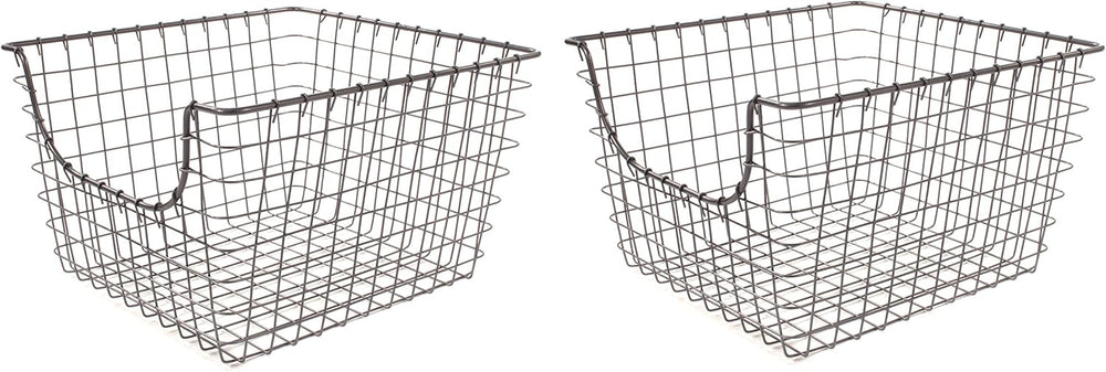 Spectrum Wire Scoop Basket Storage Bin Industrial Gray Nesting Metal Baskets ...
