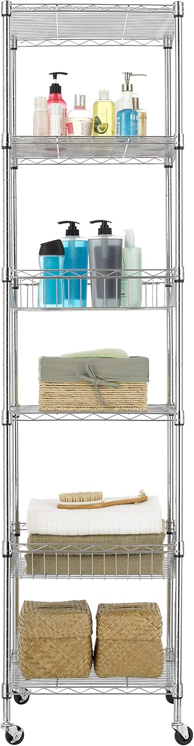 Finnhomy Heavy Duty 6 Tier Wire Shelving Unit with Wheels 18x18x72-inches 6 S...