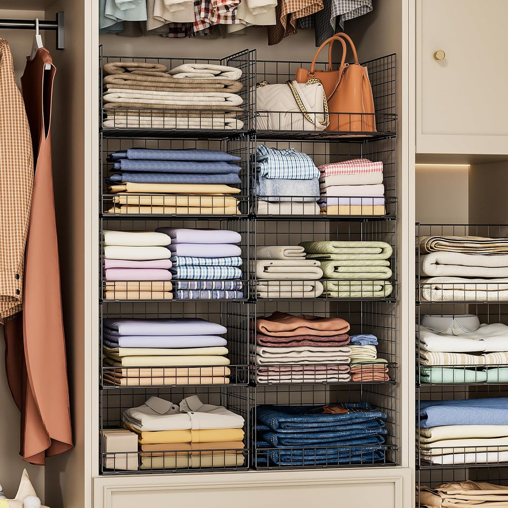 Yociyoga 5-Tier Stackable Closet Organizers and Storage Shelves, Closet Shelf...