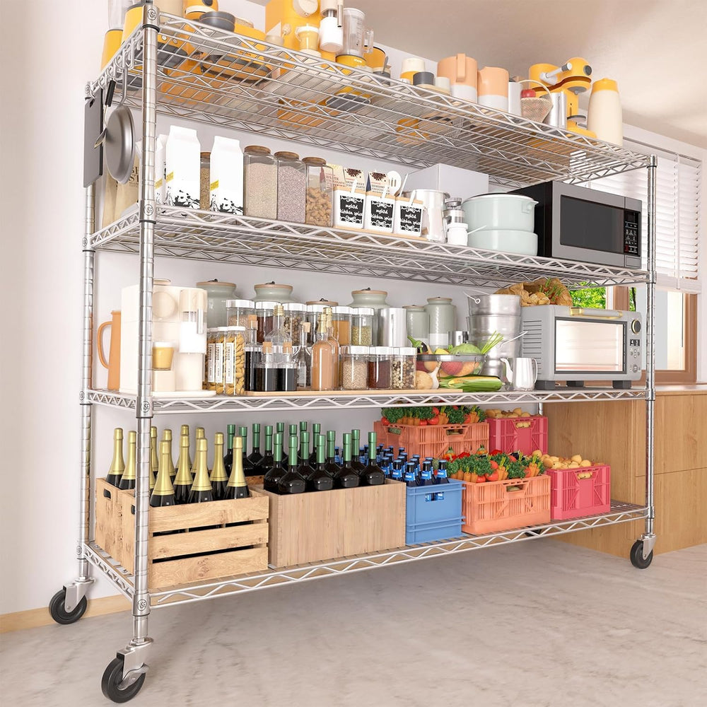 PrimeZone 4 Tier NSF Steel 55.5" Wx24 Dx76 H Wire Shelving 2400lbs