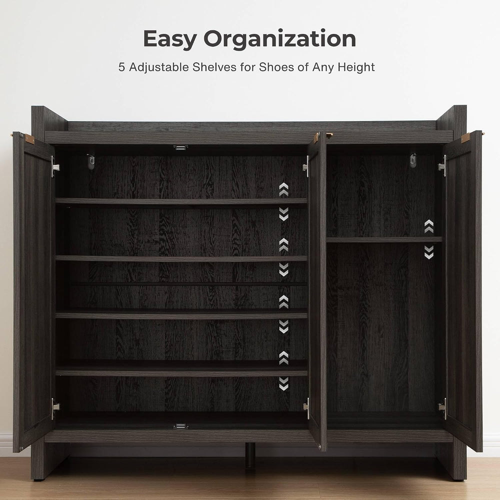 SICOTAS Shoe Storage Cabinet Set of 2, Rattan Large Tall Shoe Cabinet