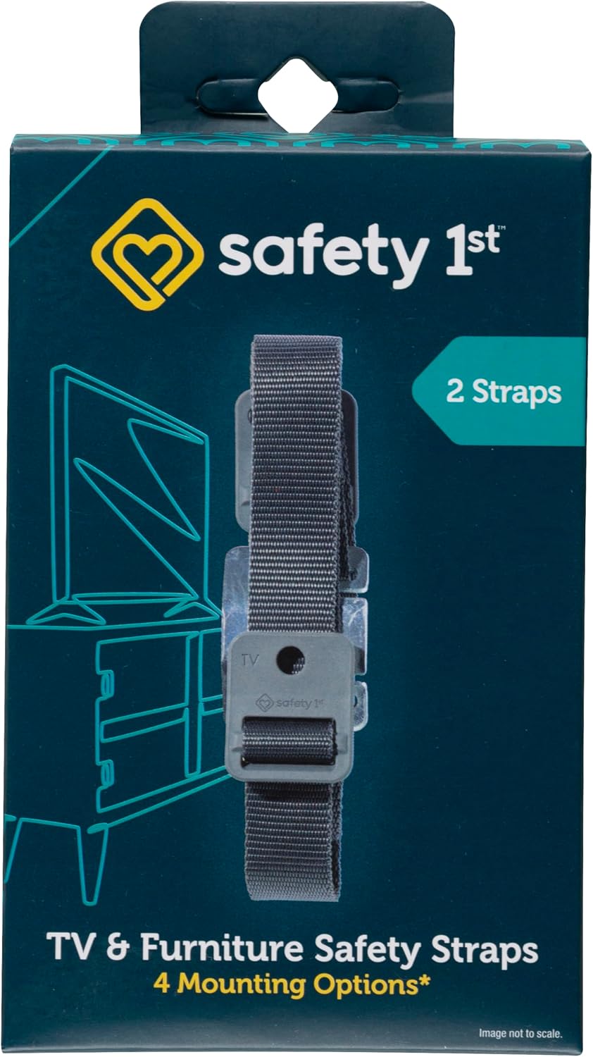 Safety 1st TV & Furniture Safety Straps, Black, 2‑Pack, Screws Included (...
