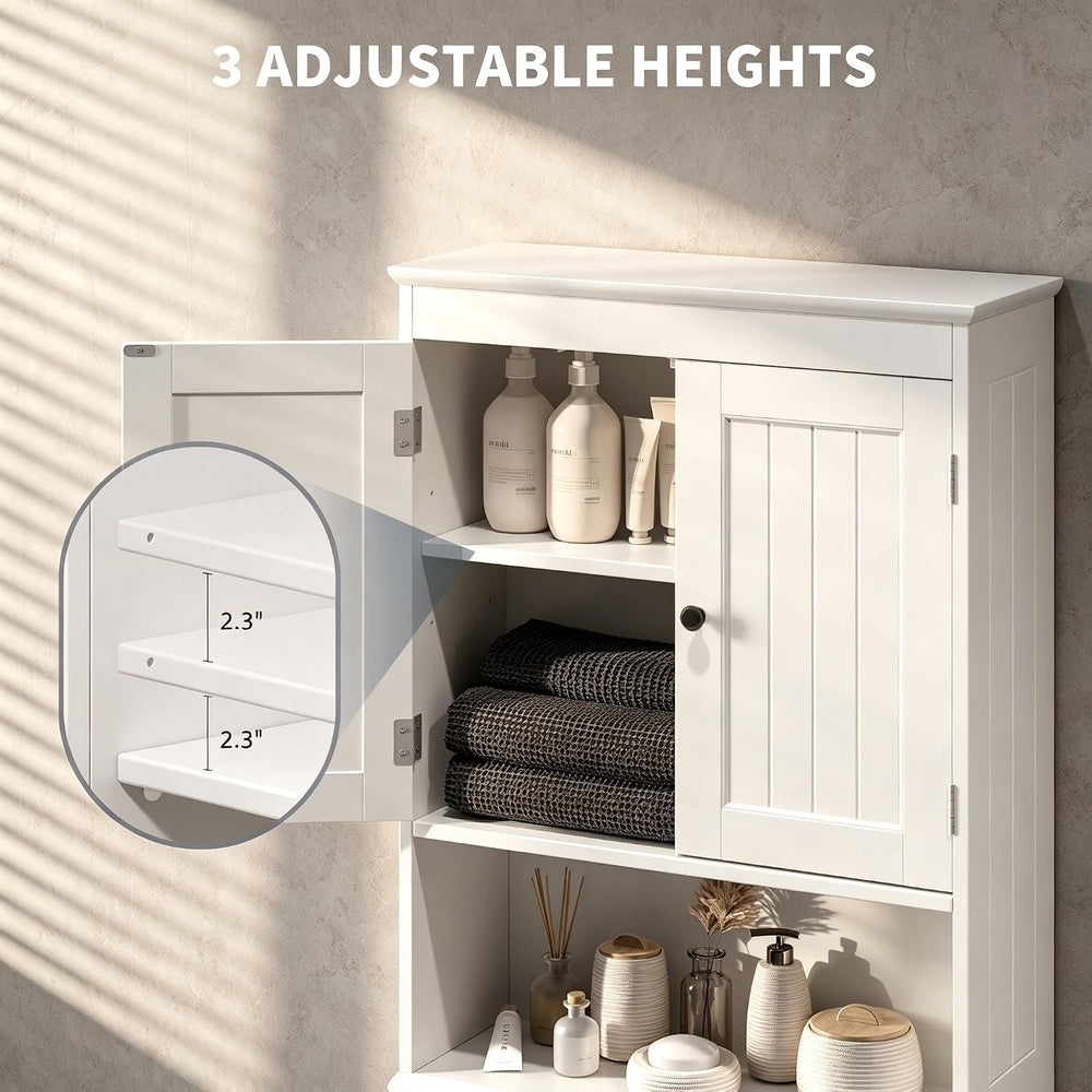 Bealife Over The Toilet Storage Cabinet with Open Shelf - White