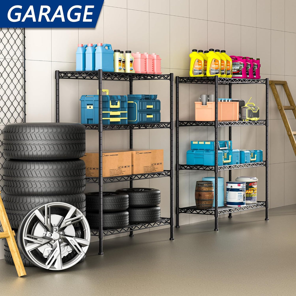Soywey 4-Shelf Adjustable Heavy Duty Storage Shelving Unit, Metal Organizer W...