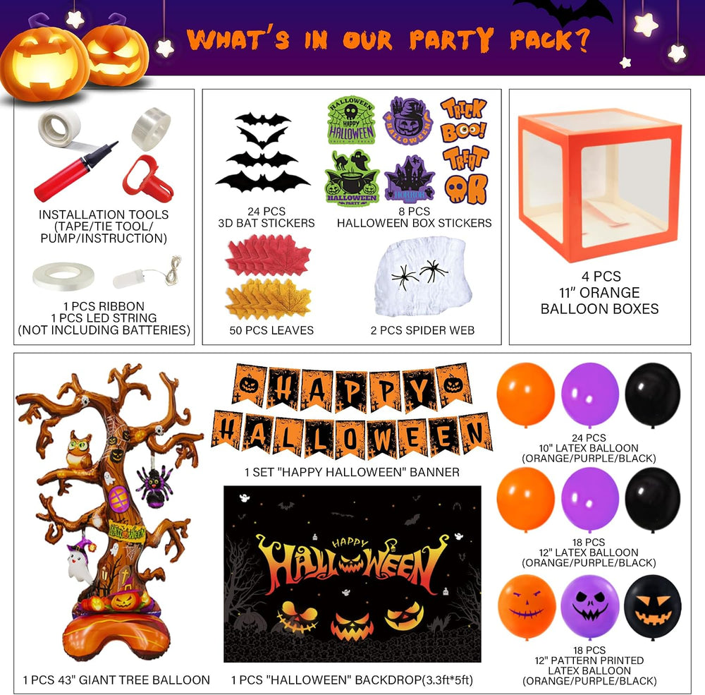 Halloween Party Decorations Kit,4 Pcs Outdoor Indoor Boxes with LED Light Str...