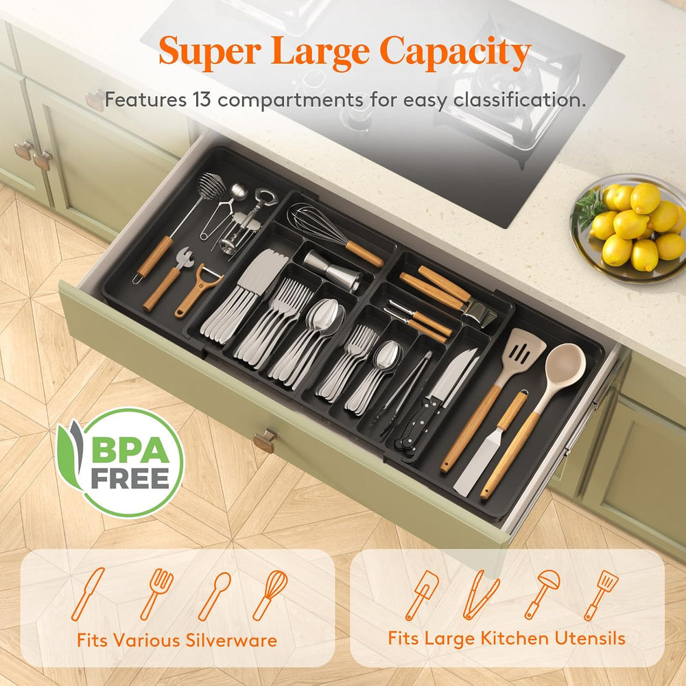 Lifewit Silverware Drawer Organizer, Expandable Plastic Utensil Tray