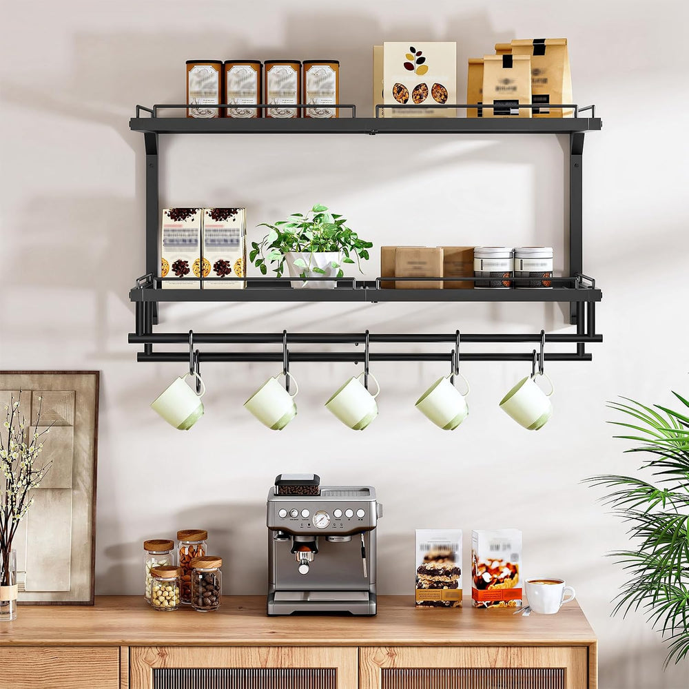 Pot Rack, Wall Mounted Pan Holder, 2-Tier Pot and Pan Organizer, Heavy Duty P...