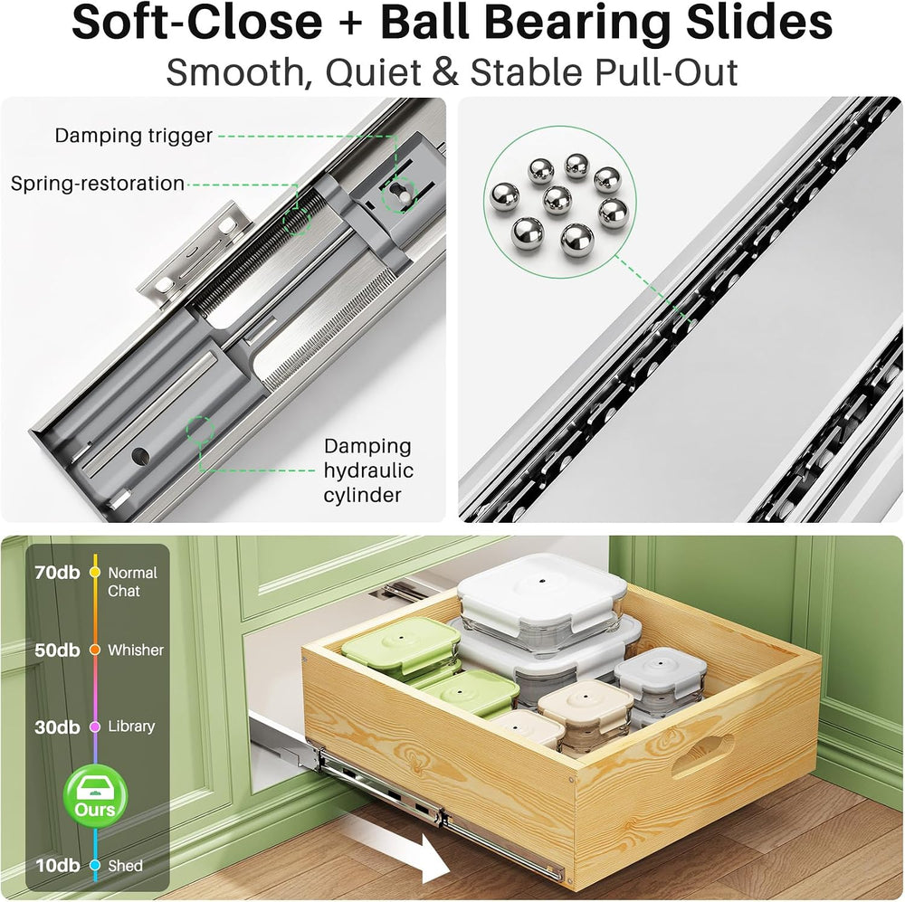 Pull Out Cabinet Organizer, Soft Close Slide Out Solid Wooden Drawers(15&quot...