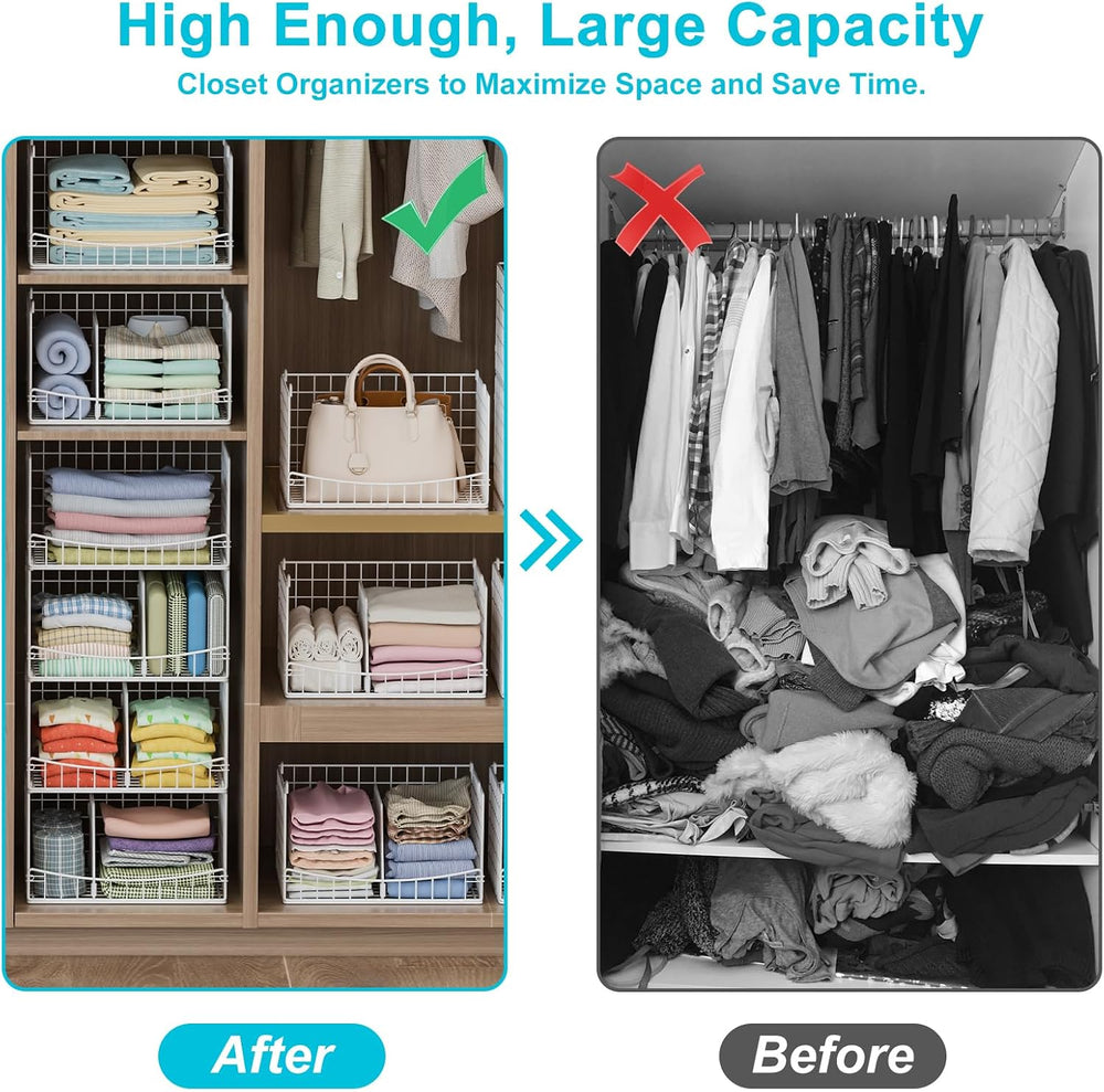 Hongtamoya 4-Tier Closet Organizers and Storage Basket with Divider, Foldable...