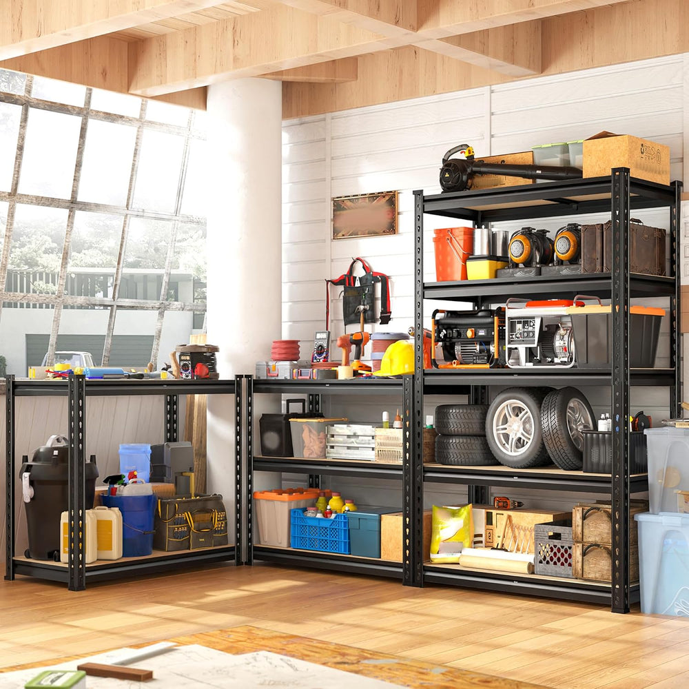 REIBII Set of 3 Storage Shelves 5 Tier Garage Shelving Heavy Duty Load 2000LB...