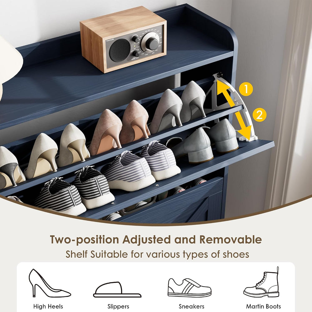 Nicetree Shoe Cabinet Storage for Entryway, Slim Shoe Storage Cabient with 2 ...