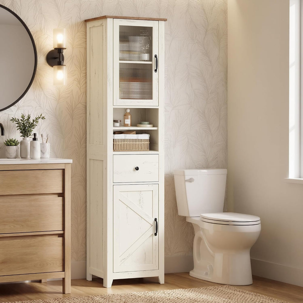 VASAGLE Tall Bathroom Cabinet, Narrow Space Saver, 15.7 x 12.4 x 67.3 inch