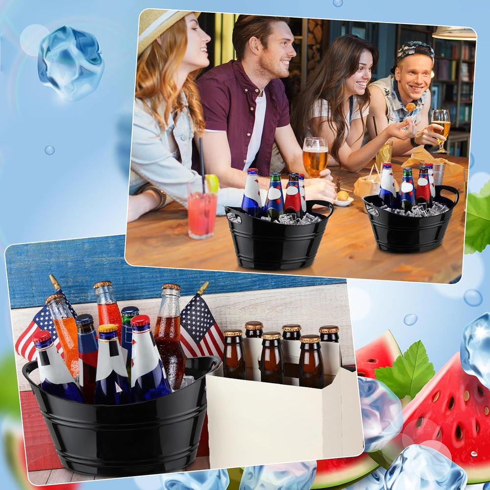 Patelai 6 Pcs Plastic Ice Buckets with Handles,4.5 Liter,Black