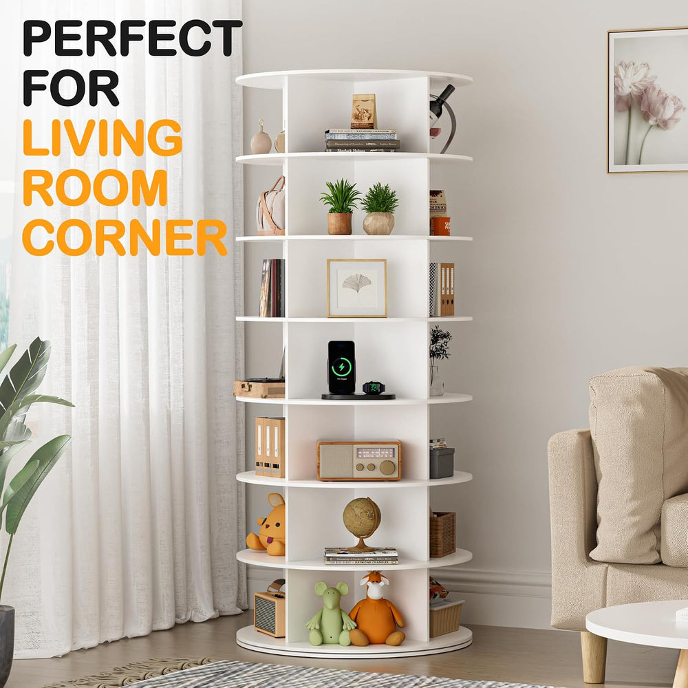 MAGIC UNION 7-Tier Rotating Shoe Rack Tower, White