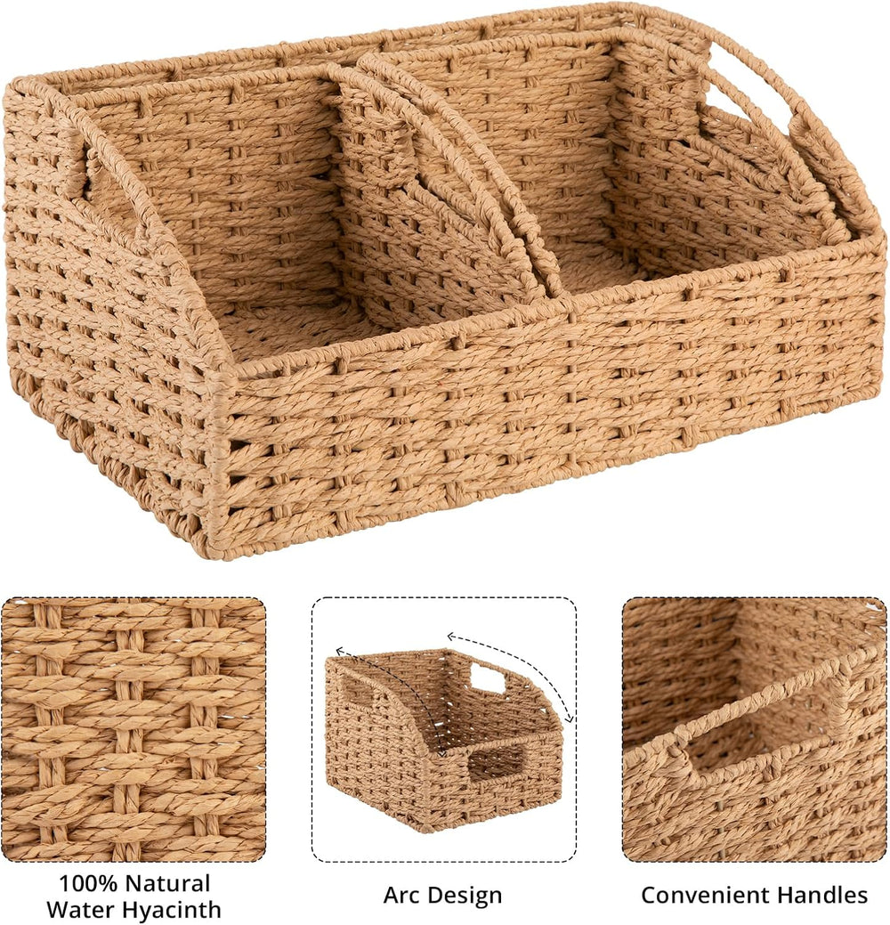 OIAHOMY Pantry Baskets for Organizing, Paper Rope Baskets with Built-in Handl...