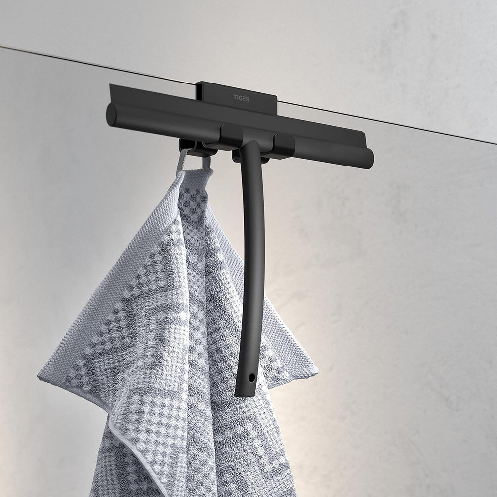 Tiger Caddy Towel Hook for Shower Enclosure 6-8 mm Double, 5,6 x 7 x 5 cm, Black
