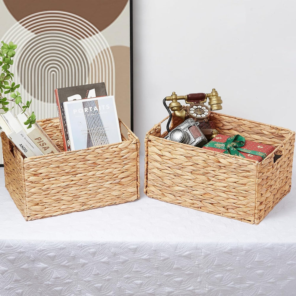 Vagusicc Wicker Storage Basket, Set of 2 Hand-Woven Storage Baskets for Organ...