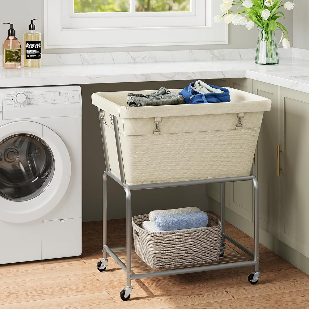 ELYKEN Rolling Laundry Hamper with Wheels, Removable Bag, Laundry Cart