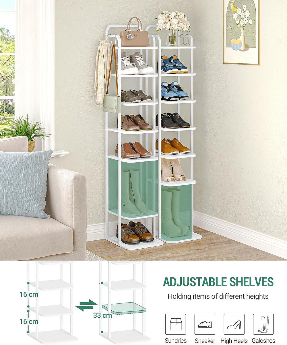 Hzuaneri 8 Tiers Vertical Shoe Rack, Narrow Shoe Tower, Tall Shoes Shelf with...