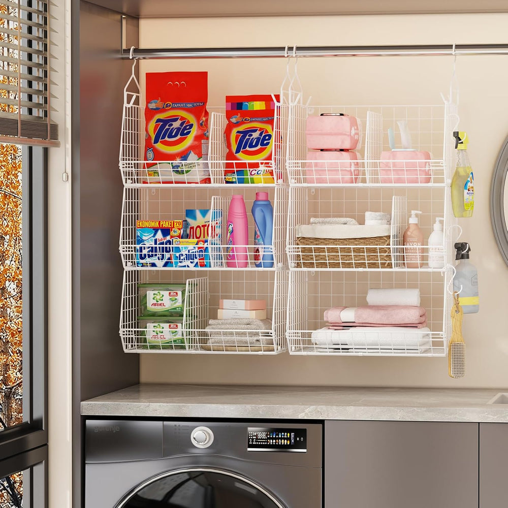 7 Tier Hanging Closet Organizer and Storage, Foldable Wire Closet Shelving wi...