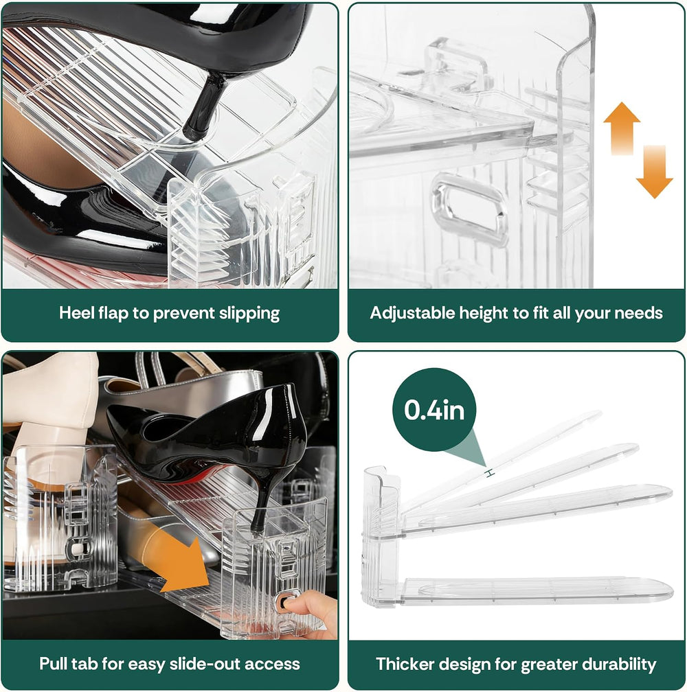 Shoe Slots Organizer 20 Pack, 3-Level Adjustable Shoe Stackers for Closet, Do...