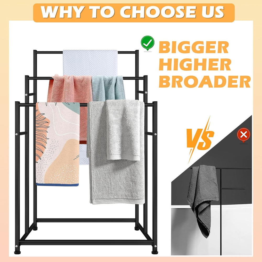 47.6 Inch Tall Free Standing Towel Racks 3 Tier Pool Towel Rack Outdoor Overs...