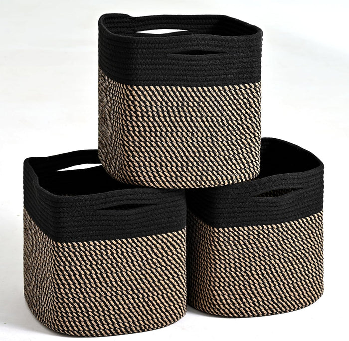 11 Inch Cube Storage Bins, Storage Cube Organizer Bins, Woven Cotton Rope
