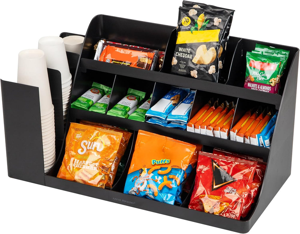 Mind Reader Large Cup and Condiment Station, 14-Compartment Countertop Coffee...