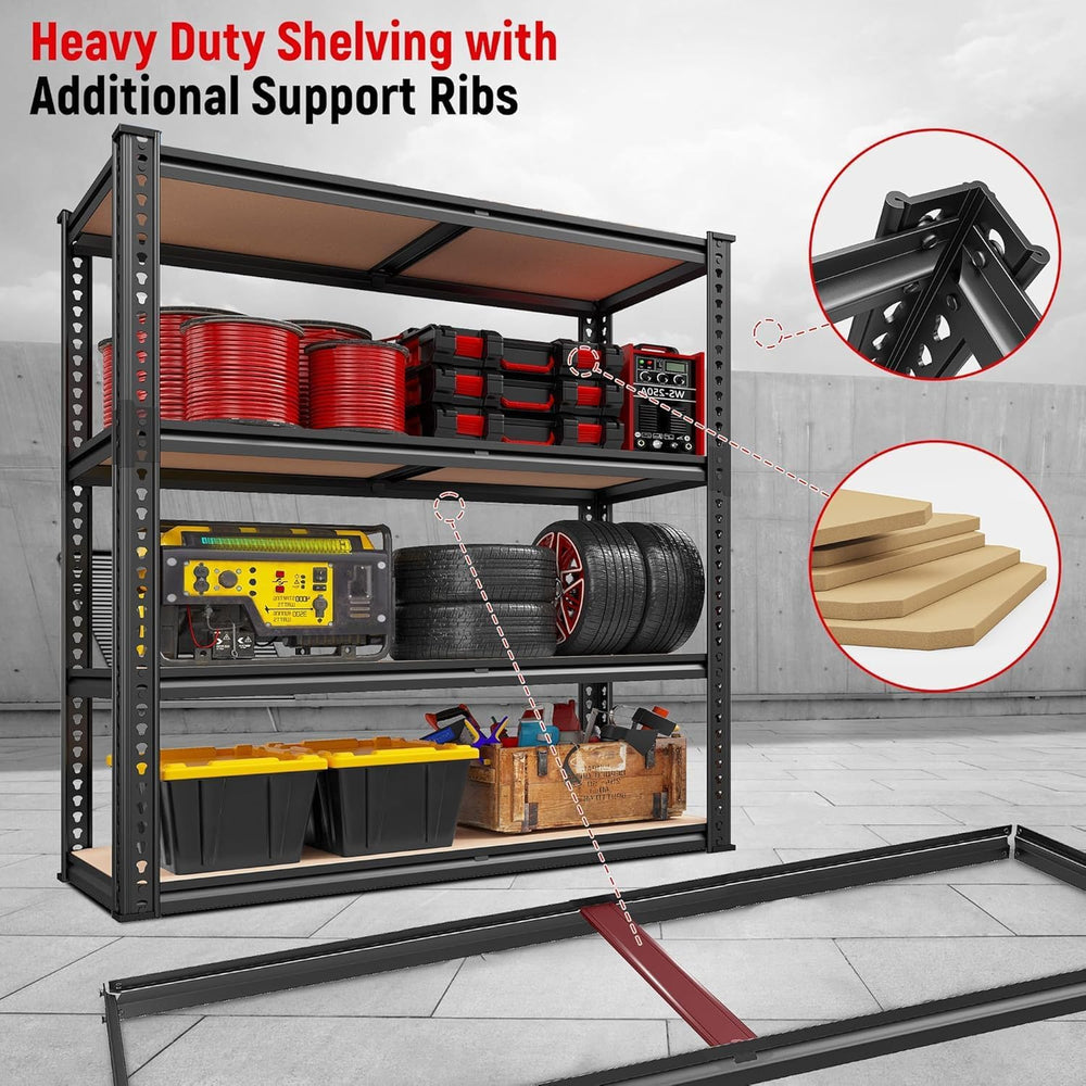 REIBII 40" W Garage Shelving with Rolled-Edge Columns for Basement Pantry