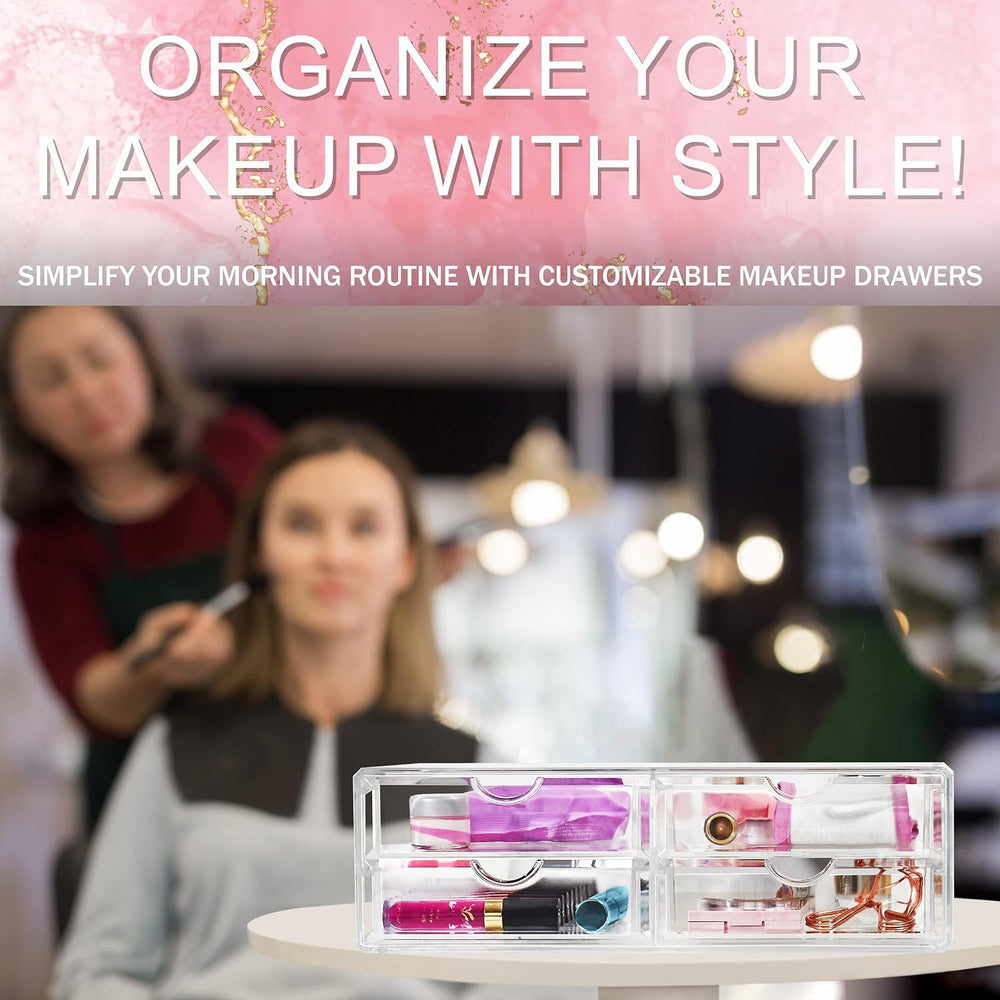 Sorbus Acrylic Drawers, Clear Makeup Organizer for Vanity (4 Drawers)