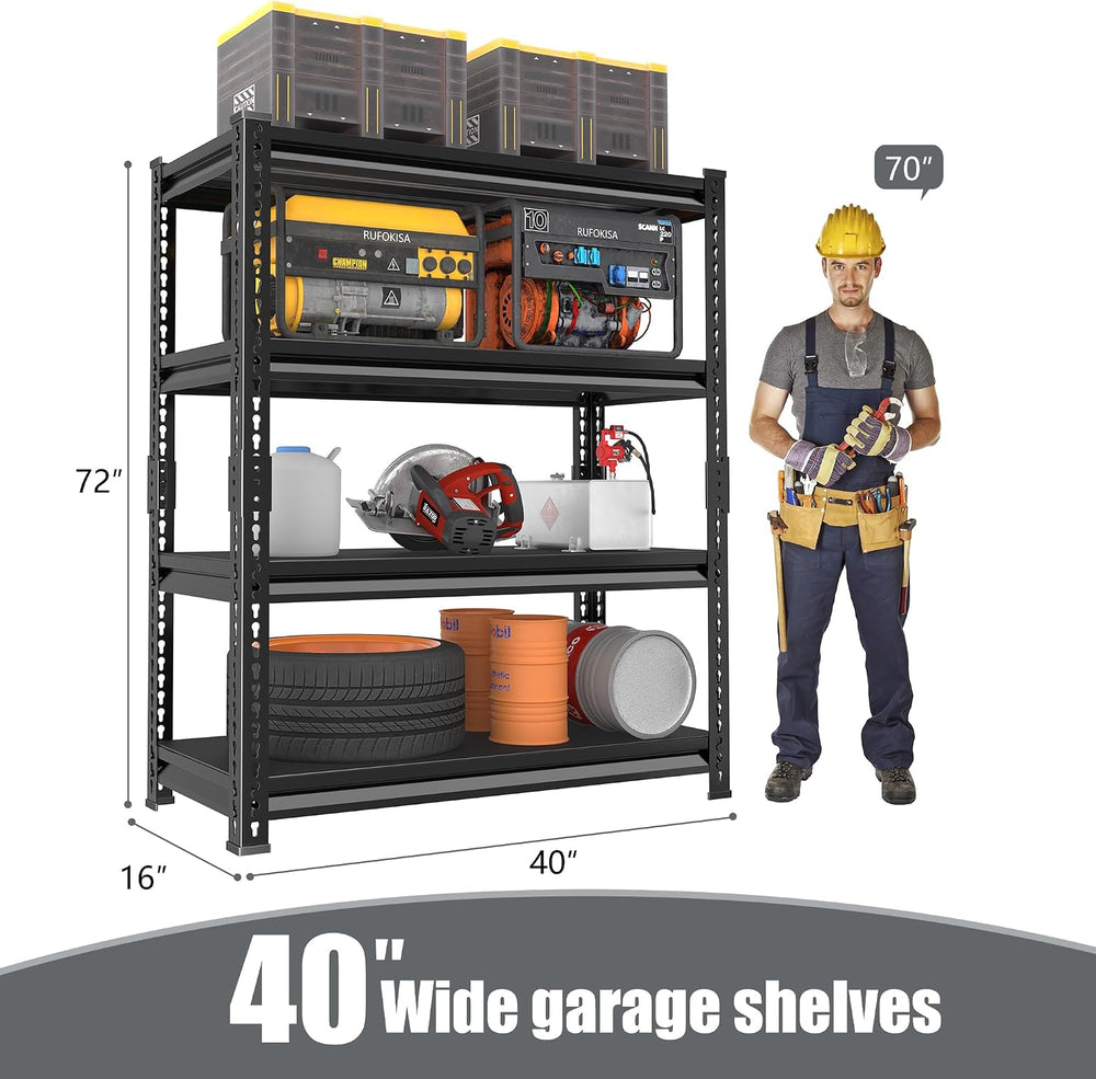 40" W Garage Shelving Heavy Duty，1800LBS Loads Metal Shelving Units and ...