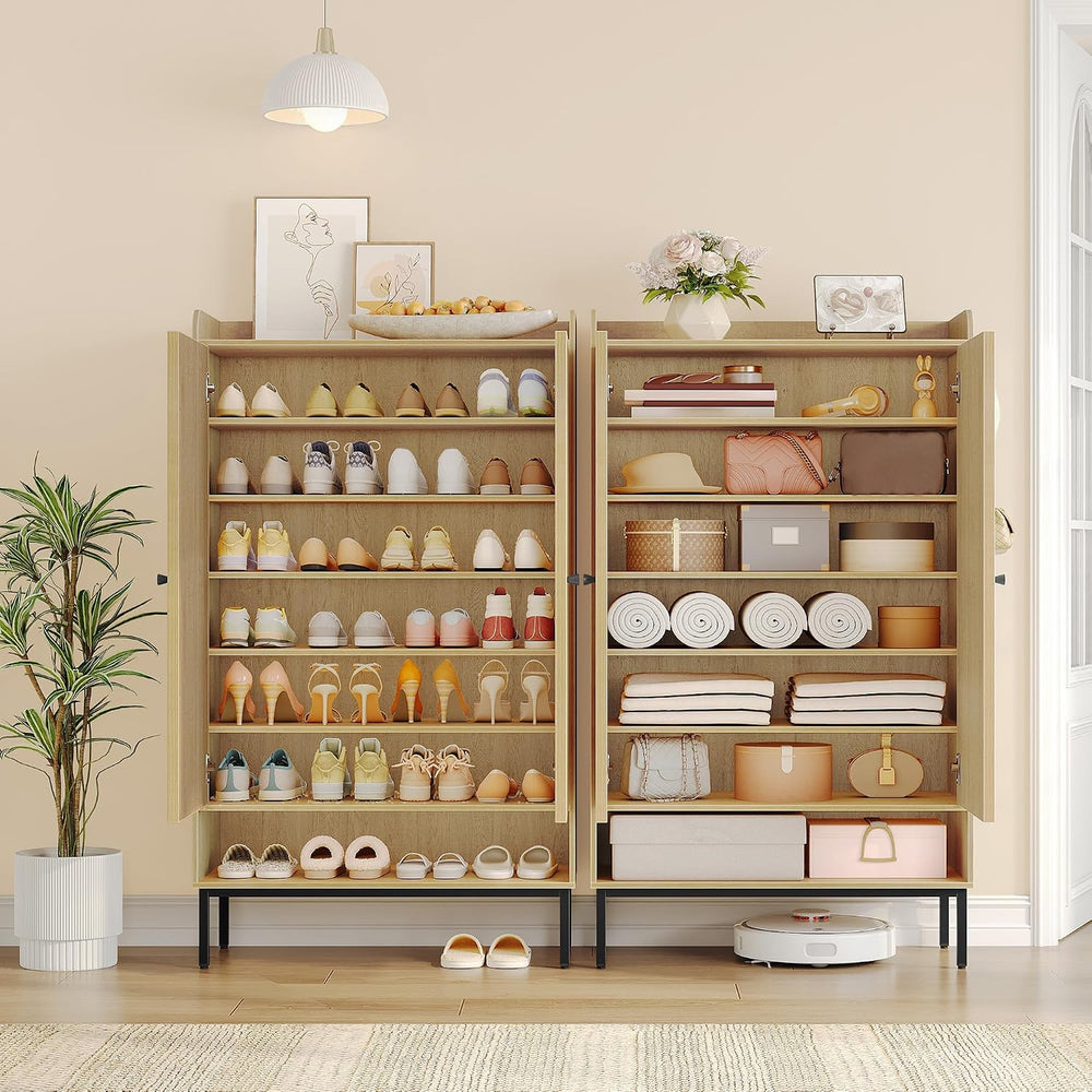 Hzuaneri Shoe Cabinet, 7-Tier Shoe Storage Cabinet with Adjustable Shelves