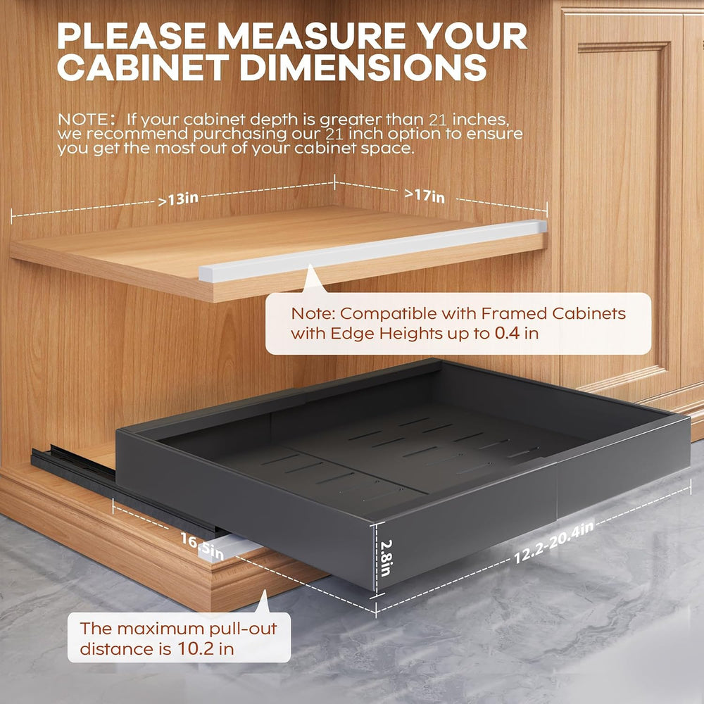Seinloes 2 Pack Expandable Pull Out Cabinet Organizer 16.5"Deep With Rai...
