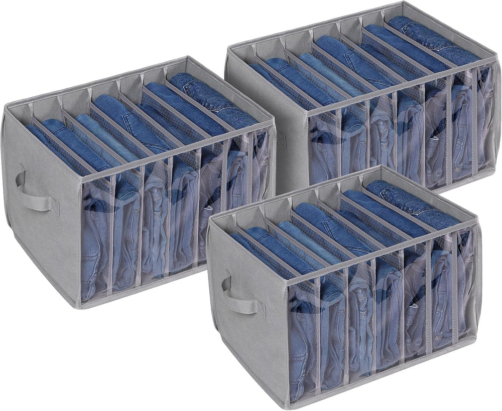 Zilink Wardrobe Clothes Organizer Pants Organizer Bins for Closet, 3 Pack