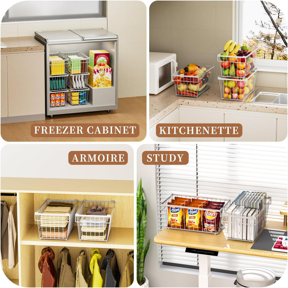 Enhanced Leak-Proof Bottom - Freezer Organizer Bins ，8 Pack Stackable Deep Fr...