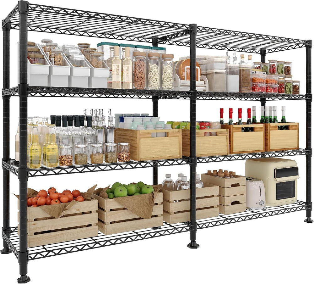 Garvee Metal Storage Shelves 4-Tier, Wire Shelving Rack 59"Wx13.8"D...