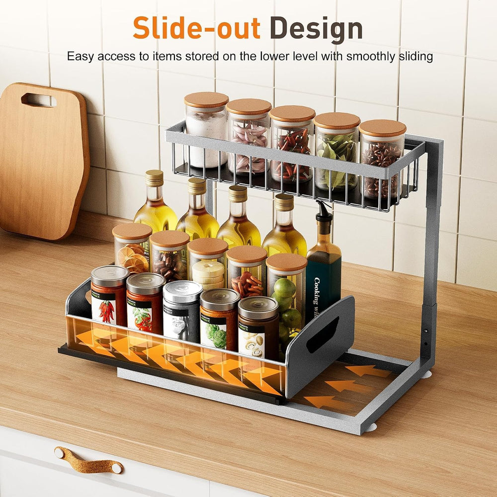 Under Kitchen Sink Organizer, Metal Pull Out Bathroom Organizers and Storage,...