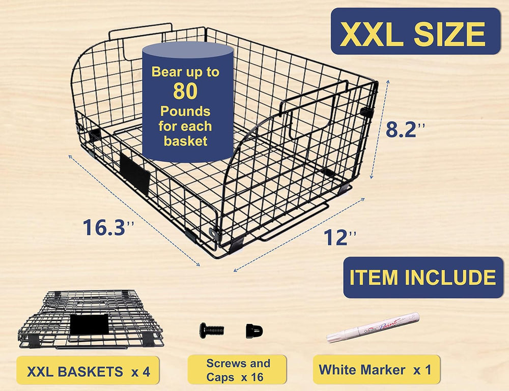 4 PACK XXL Stackable Wire Baskets for Storage Pantry,Fruit Basket For Kitchen...