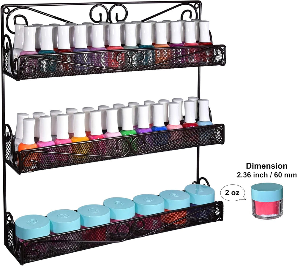 AMT 3 Tier Nail Rack, Pack Metal Wall Mount Organizer, Essential Oils Organiz...