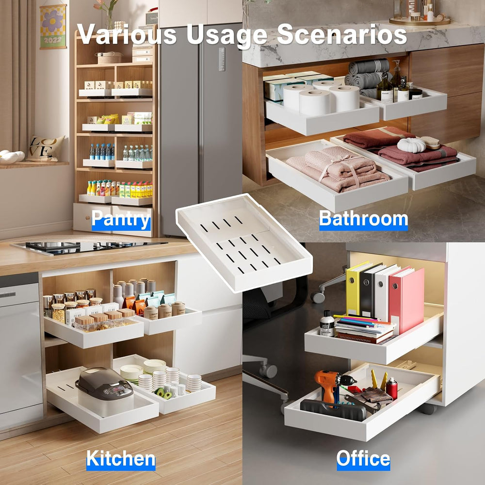 MUSTORN 2 Pack Pull Out Cabinet Organizer, 21.8" Deep Slide Out Drawer f...