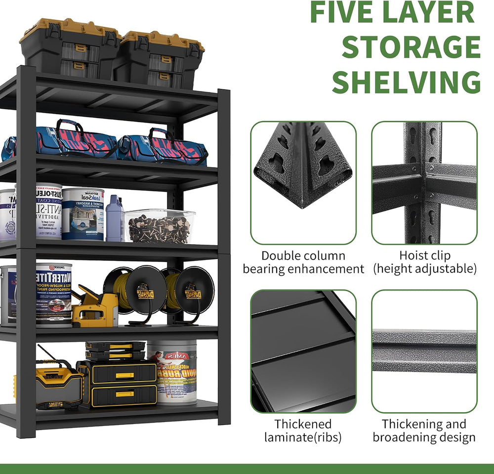 Garage Shelves, 3000Lbs Garage Shelving Heavy Duty, 5 Tier Adjustable Garage ...