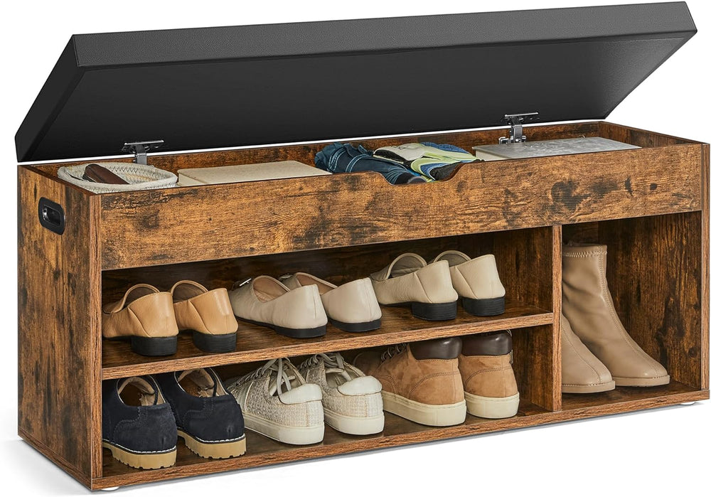 VASAGLE Storage Bench with Cushion, Shoe Bench, 11.8 x 39.4 x 17.3 Inches