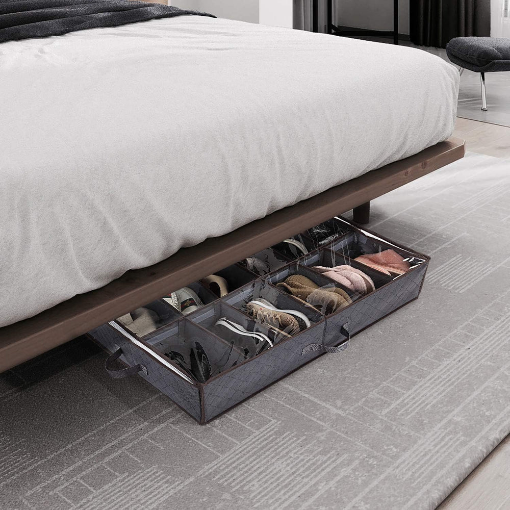 Set of 2, Under Bed Shoe Storage Organizer, Gray